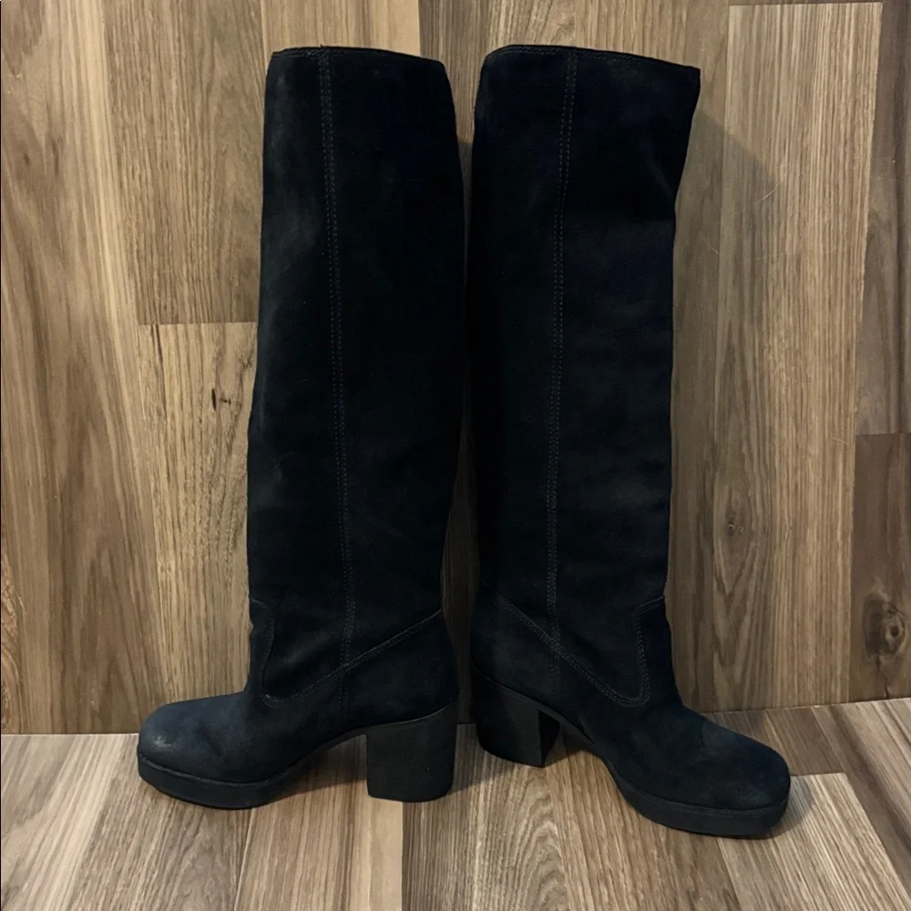 Zodiac Suede Black Over The Knee Vintage Tall Pull On Boots 6